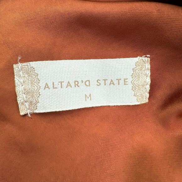 ALTAR'D STATE NWT Women's Medium Copper Halter Backless Shiny Silky Mini Dress - Picture 4 of 9